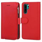 For Huawei P30 Pro Microfiber Zipper Horizontal Flip Leather Case(Red) - 1