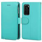 For Huawei P40 Microfiber Zipper Horizontal Flip Leather Case(Green) - 1