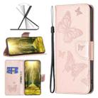 For Xiaomi Poco M4 Pro 5G Two Butterflies Embossing Leather Phone Case(Rose Gold) - 1