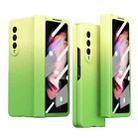 For Samsung Galaxy Z Fold3 5G Gradient Color Hinge Flip Phone Case With Film(Green) - 1