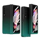 For Samsung Galaxy Z Fold3 5G Gradient Color Hinge Flip Phone Case With Film(Black Green) - 1