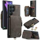 For Samsung Galaxy S22 Ultra CaseMe C20 Multifunctional Leather Phone Case(Dark Coffee) - 1