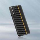 For Samsung Galaxy S21 FE 5G Ultra-thin Carbon Fiber Texture Splicing Phone Case(Yellow) - 1