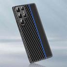 For Samsung Galaxy S22 Ultra 5G Ultra-thin Carbon Fiber Texture Splicing Phone Case(Blue) - 1