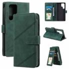 For Samsung Galaxy S22 Ultra 5G Skin Feel Card Slot Leather Phone Case(Green) - 1