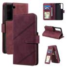 For Samsung Galaxy S22 5G Skin Feel Card Slot Leather Phone Case(Red) - 1