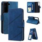 For Samsung Galaxy S22 5G Skin Feel Card Slot Leather Phone Case(Blue) - 1