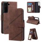 For Samsung Galaxy S22 5G Skin Feel Card Slot Leather Phone Case(Brown) - 1