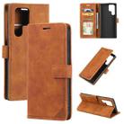 For Samsung Galaxy S22 Ultra 5G Skin Feel Anti-theft Brush Leather Phone Case(Brown) - 1