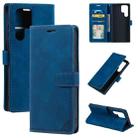 For Samsung Galaxy S22 Ultra 5G Skin Feel Anti-theft Brush Leather Phone Case(Blue) - 1
