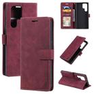 For Samsung Galaxy S22 Ultra 5G Skin Feel Anti-theft Brush Leather Phone Case(Red) - 1