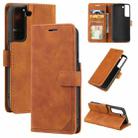 For Samsung Galaxy S22 5G Skin Feel Anti-theft Brush Leather Phone Case(Brown) - 1