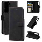 For Samsung Galaxy S22 5G Skin Feel Anti-theft Brush Leather Phone Case(Black) - 1