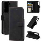 For Samsung Galaxy S22+ 5G Skin Feel Anti-theft Brush Leather Phone Case(Black) - 1