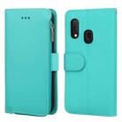 For Samsung Galaxy A40 Microfiber Zipper Horizontal Flip Leather Case(Green) - 1