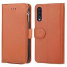 For Samsung Galaxy A30s / A50s Microfiber Zipper Horizontal Flip Leather Case(Brown) - 1