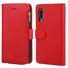 For Samsung Galaxy A90 5G Microfiber Zipper Horizontal Flip Leather Case(Red) - 1