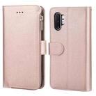 For Samsung Galaxy Note10+ Microfiber Zipper Horizontal Flip Leather Case(Rose Gold) - 1