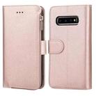 For Samsung Galaxy S10 Microfiber Zipper Horizontal Flip Leather Case(Rose Gold) - 1