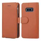 For Samsung Galaxy S10e Microfiber Zipper Horizontal Flip Leather Case(Brown) - 1