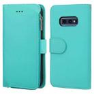 For Samsung Galaxy S10e Microfiber Zipper Horizontal Flip Leather Case(Green) - 1