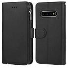 For Samsung Galaxy S10+ Microfiber Zipper Horizontal Flip Leather Case(Black) - 1