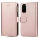 For Samsung Galaxy S20+ Microfiber Zipper Horizontal Flip Leather Case(Rose Gold) - 1