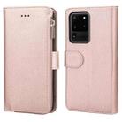 For Samsung Galaxy S20 Ultra Microfiber Zipper Horizontal Flip Leather Case(Rose Gold) - 1