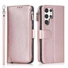 For Samsung Galaxy S22 Ultra 5G Microfiber Zipper Horizontal Flip Leather Case(Rose Gold) - 1