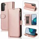 For Samsung Galaxy S21+ 5G Microfiber Zipper Horizontal Flip Leather Case(Rose Gold) - 1