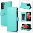 For Samsung Galaxy S21+ 5G Microfiber Zipper Horizontal Flip Leather Case(Green) - 1
