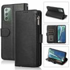 For Samsung Galaxy Note20 Microfiber Zipper Horizontal Flip Leather Case(Black) - 1