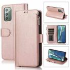 For Samsung Galaxy Note20 Microfiber Zipper Horizontal Flip Leather Case(Rose Gold) - 1