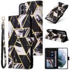 For Samsung Galaxy S22 5G Marble Bronzing Stitching Leather Phone Case(Black) - 1