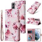 For Samsung Galaxy S22 5G Marble Bronzing Stitching Leather Phone Case(Rose Gold) - 1