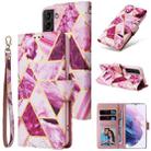 For Samsung Galaxy S22+ 5G Marble Bronzing Stitching Leather Phone Case(Purple) - 1