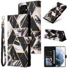 For Samsung Galaxy S22 Ultra 5G Marble Bronzing Stitching Leather Phone Case(Black) - 1