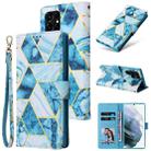 For Samsung Galaxy S22 Ultra 5G Marble Bronzing Stitching Leather Phone Case(Blue) - 1