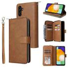 For Samsung Galaxy A13 5G 9 Card Slots Zipper Wallet Bag Leather Phone Case(Brown) - 1