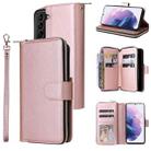 For Samsung Galaxy S22+ 5G 9 Card Slots Zipper Wallet Bag Leather Phone Case(Rose Gold) - 1