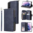 For Samsung Galaxy S22+ 5G 9 Card Slots Zipper Wallet Bag Leather Phone Case(Blue) - 1