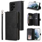 For Samsung Galaxy S22 Ultra 5G 9 Card Slots Zipper Wallet Bag Leather Phone Case(Black) - 1