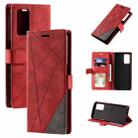 For OPPO A55s 5G Skin Feel Splicing Leather Phone Case(Red) - 1
