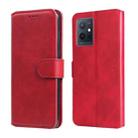 For vivo Y55 5G / Y75 5G / T1 5G Classic Calf Texture Flip Leather Case(Red) - 1