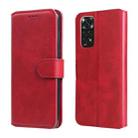 For Xiaomi Redmi Note 11 Global / Note 11S Classic Calf Texture Flip Leather Case(Red) - 1