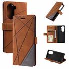 For Honor 60 Pro Skin Feel Splicing Leather Phone Case(Brown) - 1