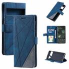 For Google Pixel 6 Pro Skin Feel Splicing Leather Phone Case(Blue) - 1