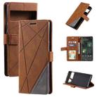 For Google Pixel 6 Skin Feel Splicing Leather Phone Case(Brown) - 1