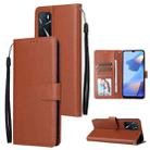 For OPPO A16 3 Card Slots Multifunctional Leather Phone Case(Brown) - 1