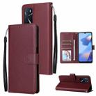 For OPPO A16 3 Card Slots Multifunctional Leather Phone Case(Wine Red) - 1